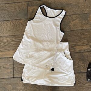 LIKE NEW adidas White Tank and Skort Set with Black Trim